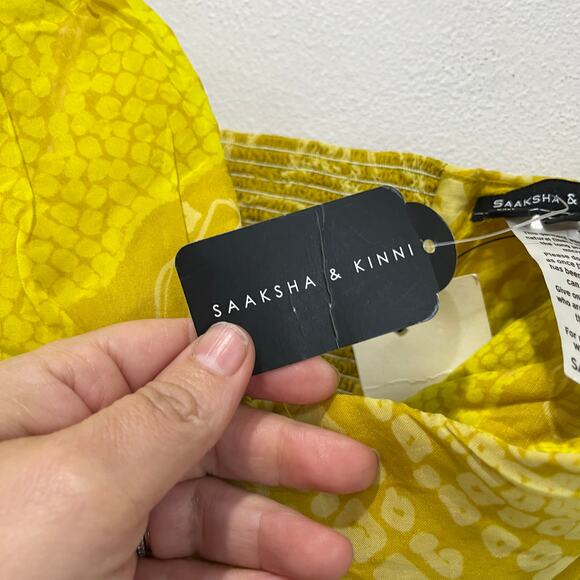 Saaksha & Kinni Bandhani Strapless Yellow Gown NWT Formal Maxi Dress XS - Picture 5 of 12